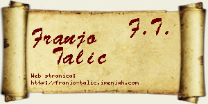 Franjo Talić vizit kartica